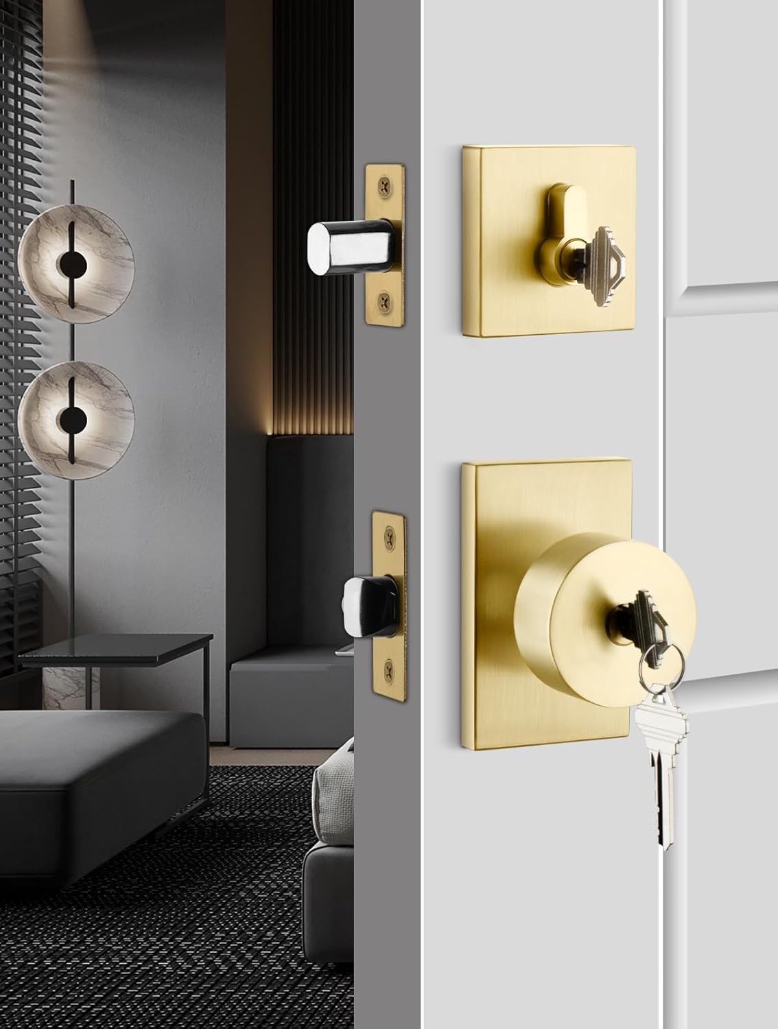 GoldenWarm Front Entry Door Lock Set