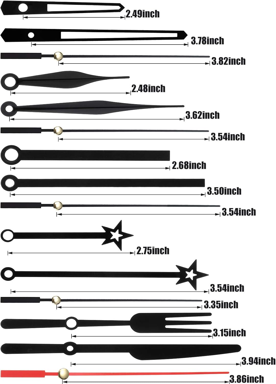 Stylish Black Clock Hands Kit - Perfect for DIY Repair