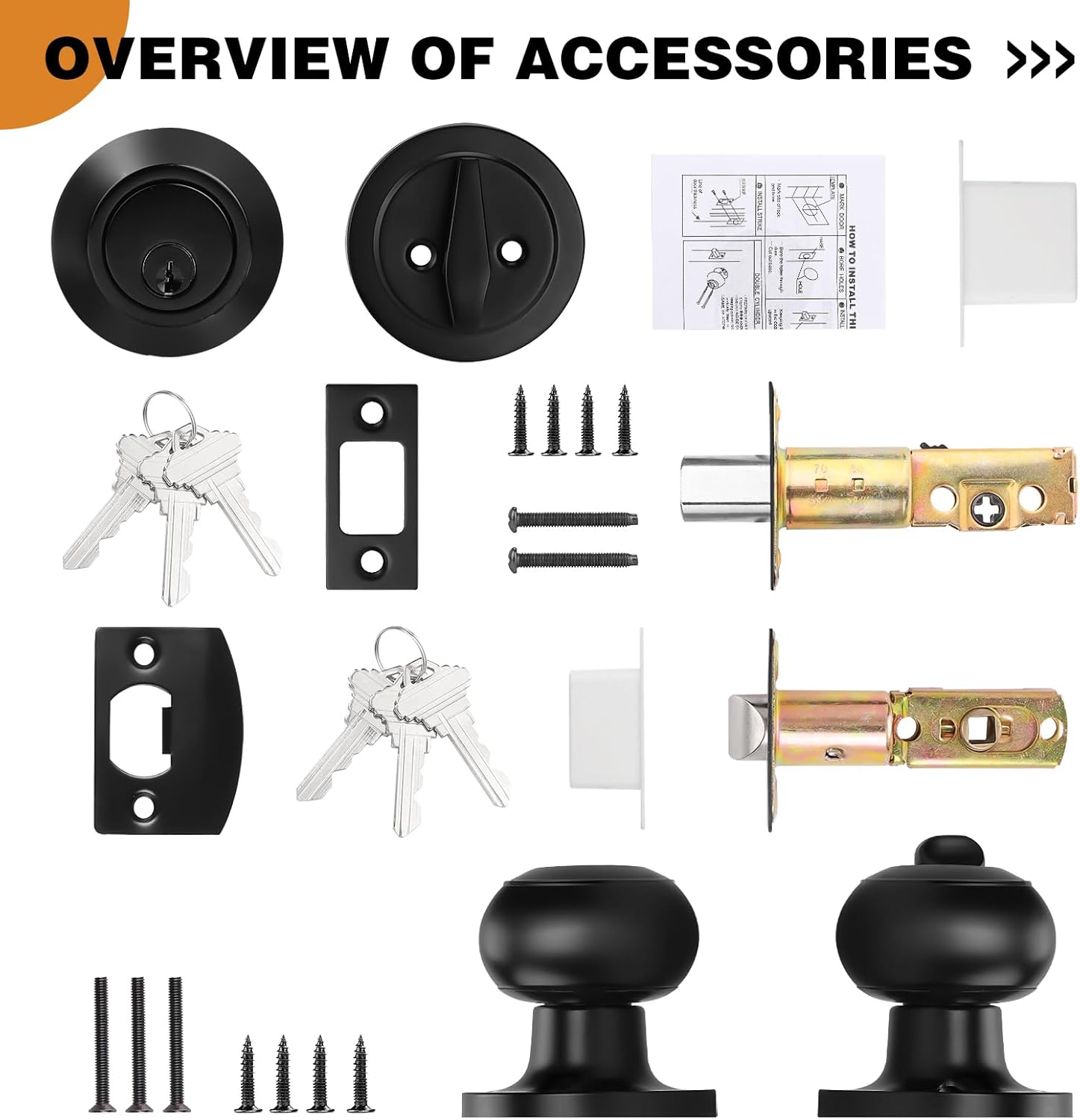 Probrico Entry Door Knobs and Deadbolt Set 3-Pack Flat Black