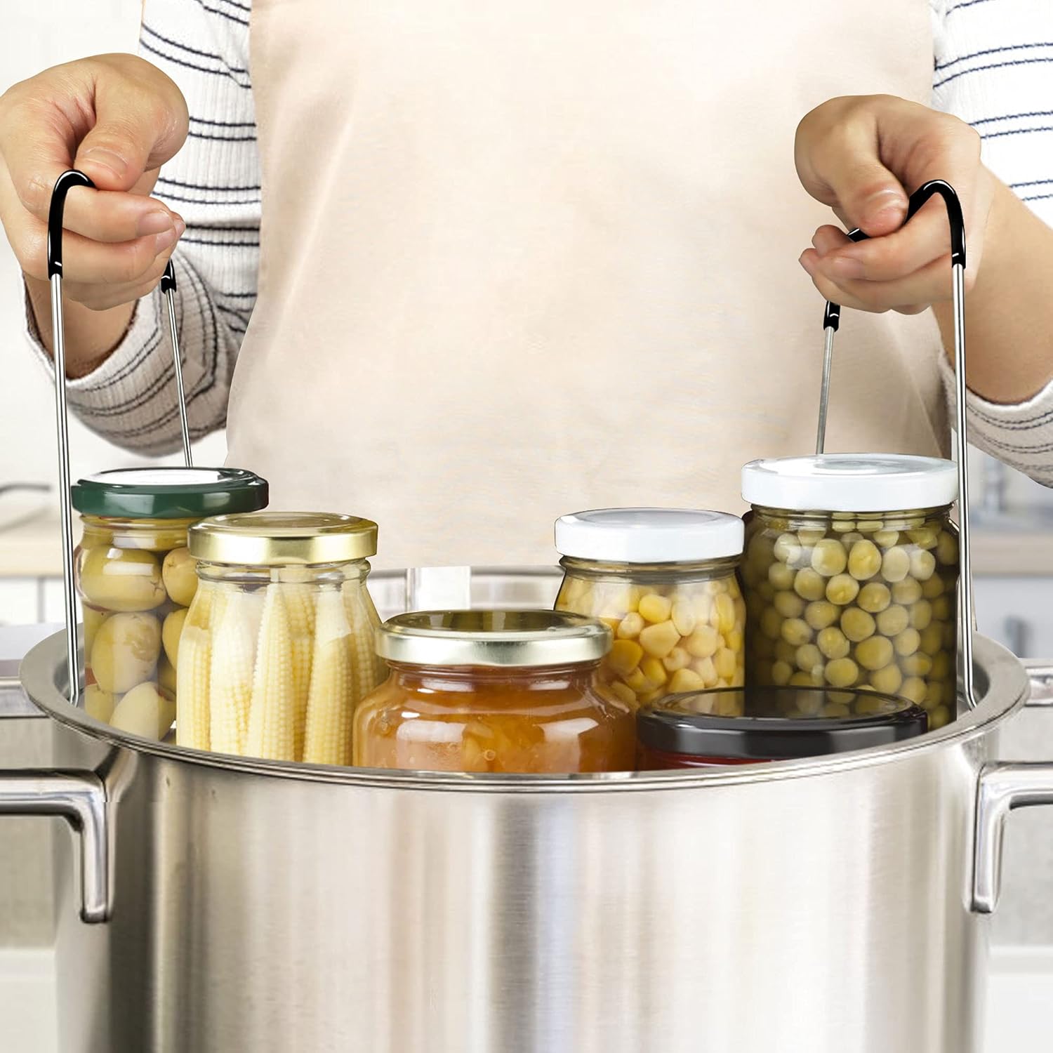 Sturdy 12-inch Stainless Steel Canning Rack with Ergonomic Handles