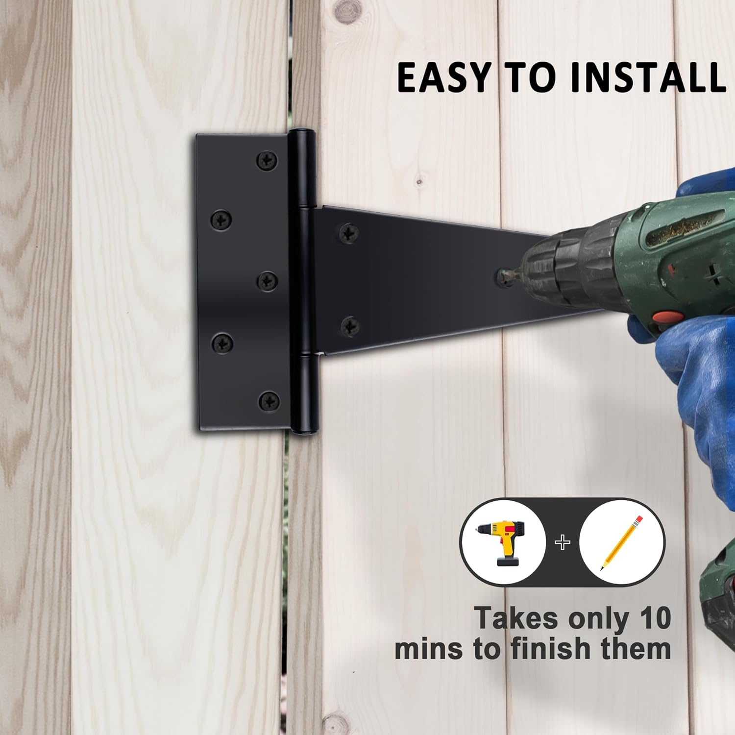 Auxdee 6-Pack 8 Rust-Resistant Durable Shed Door Hinges for Heavier Use