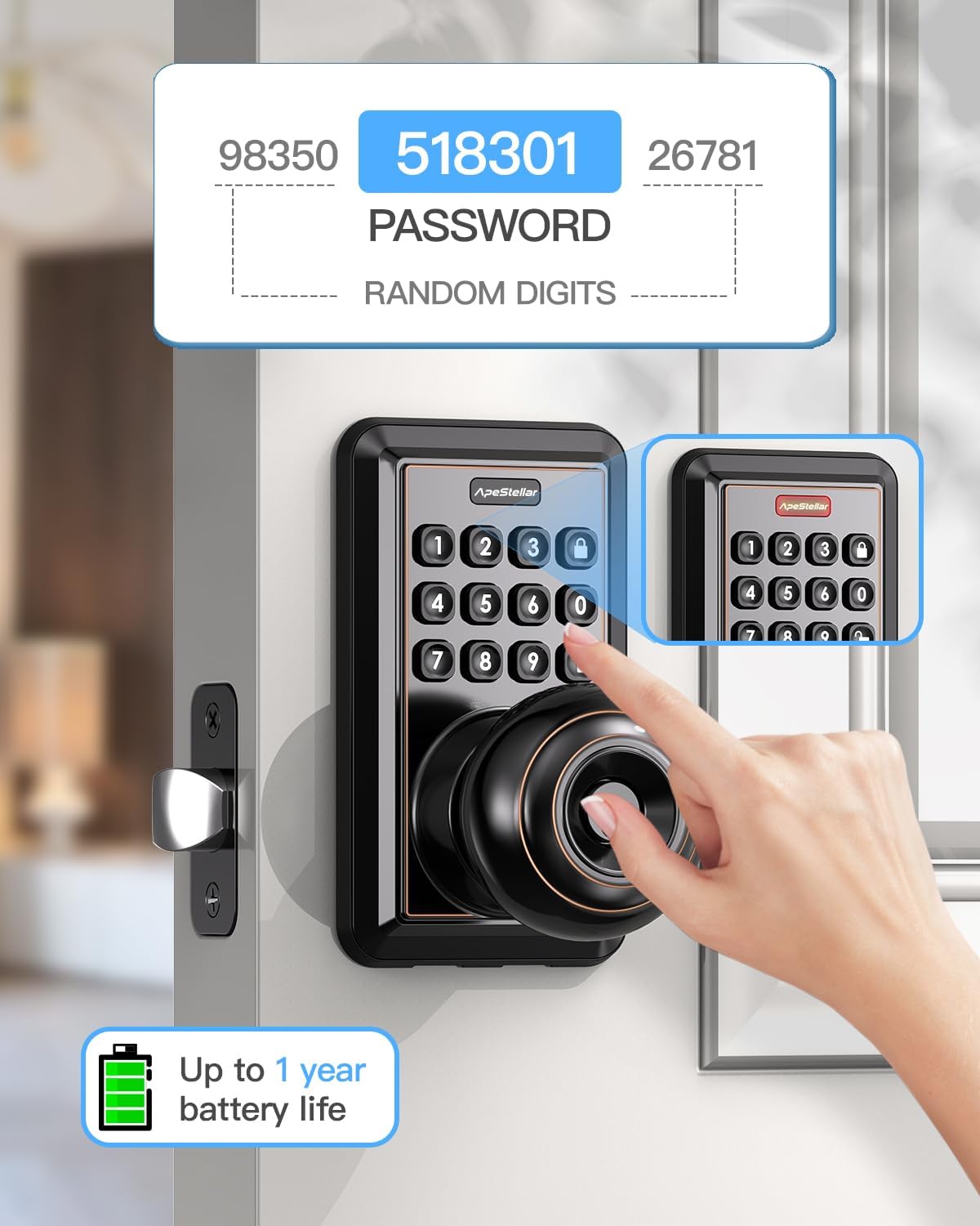 Keyless Door Knob with Keypad Secure and Easy to Install