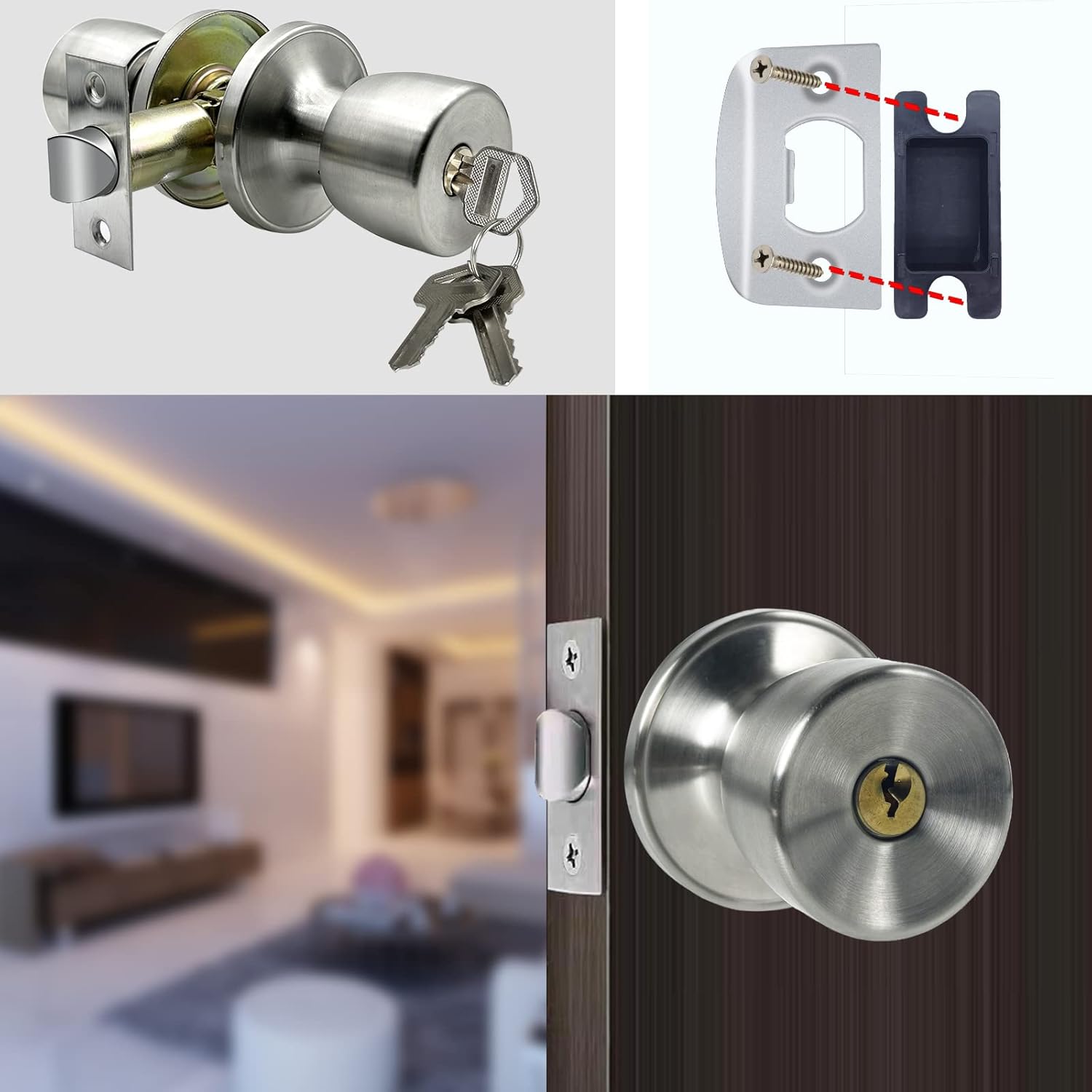 JOKO Stainless Steel Keyed Door knob and Lock Combo Set