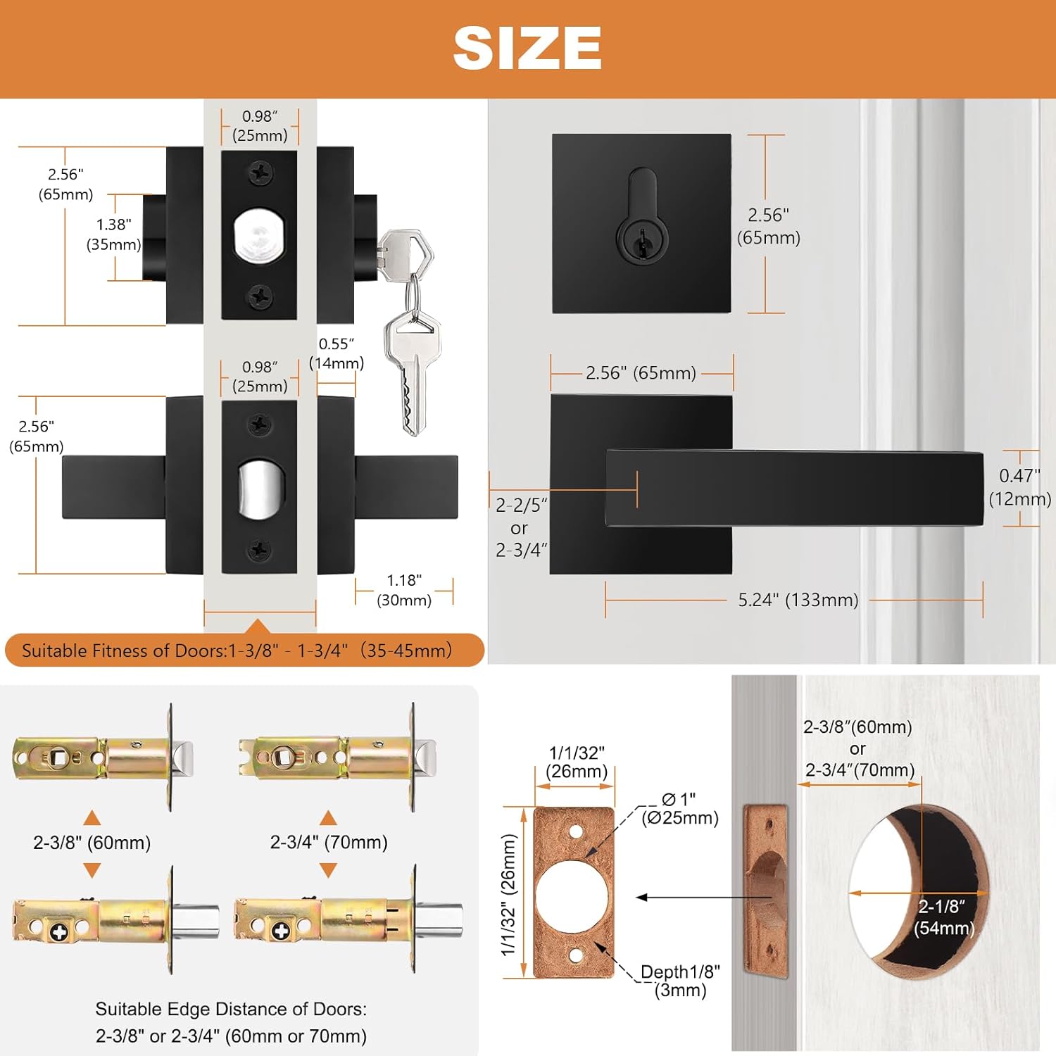 Probrico Exterior Door Lockset with Matte Black