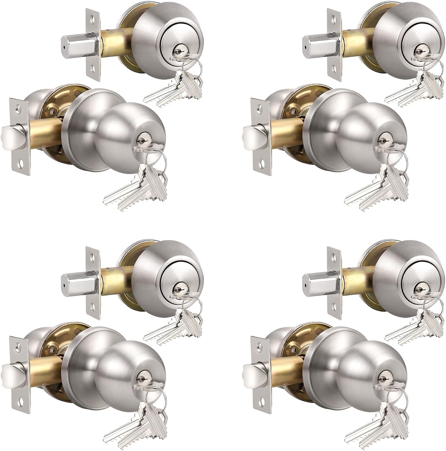 Professional Outdoor Door Knob Set Keyed Alike 4-Pack
