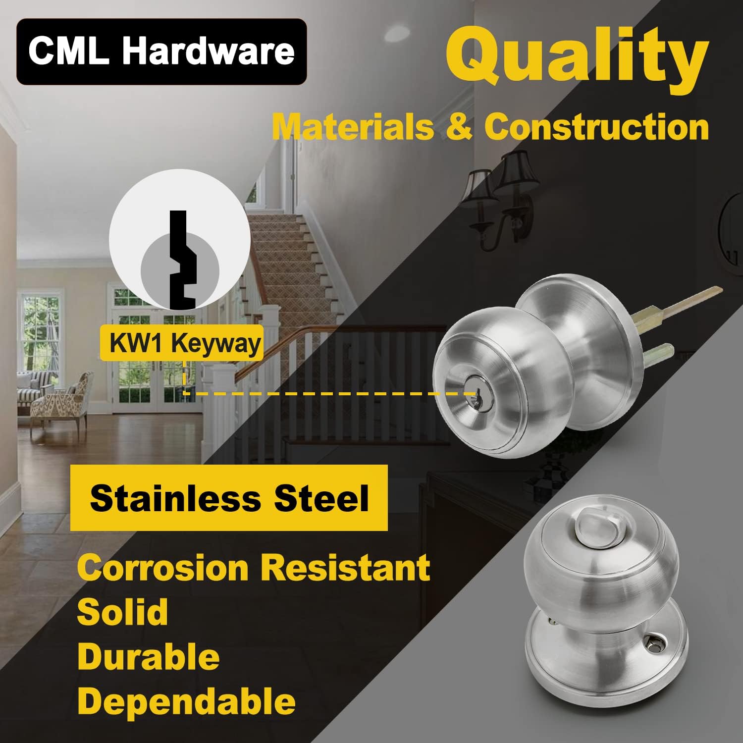 Sturdy Solid Stainless Steel Knob Set