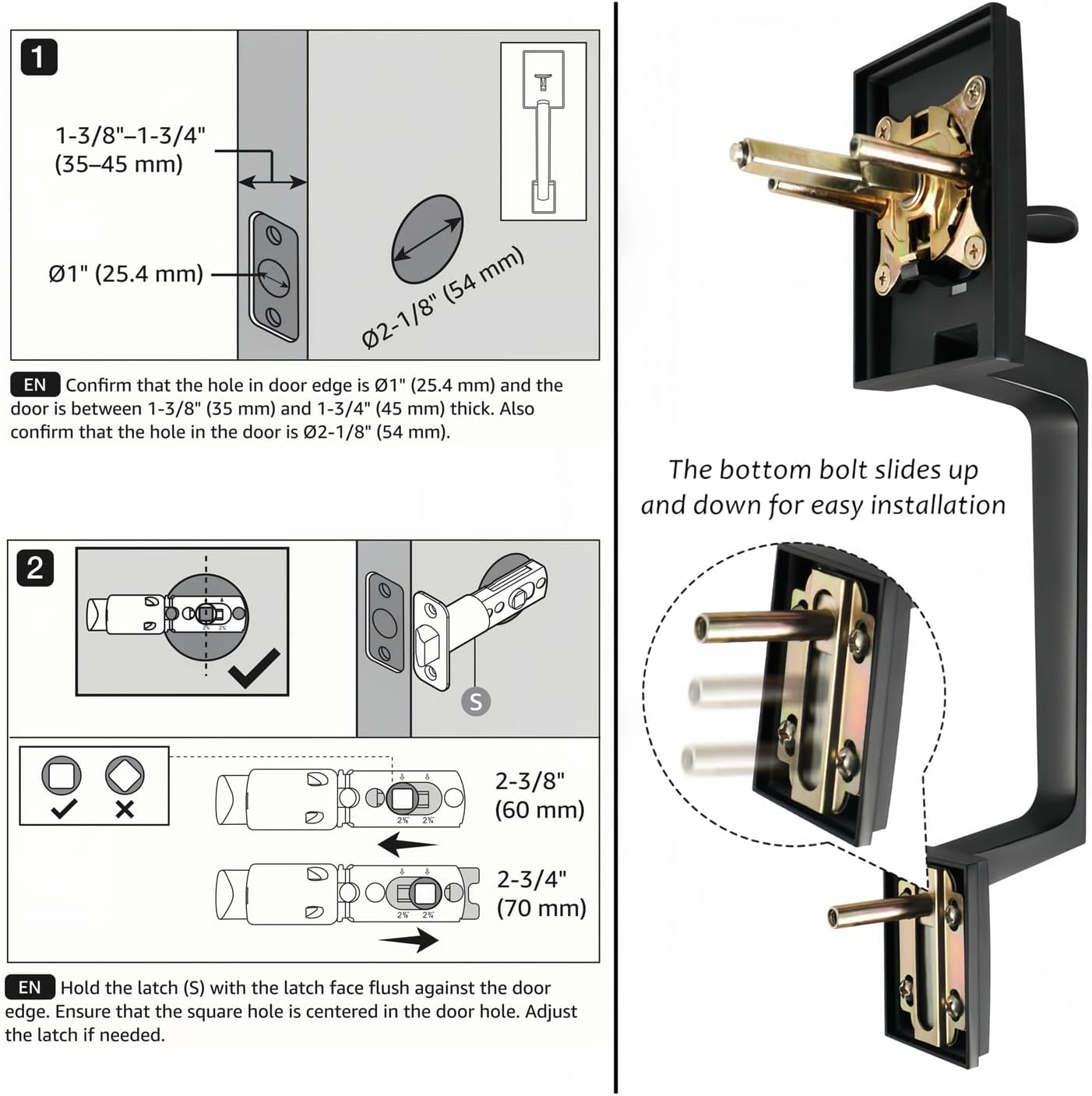 Vo XMude Front Door Handle Set for Exterior Doors