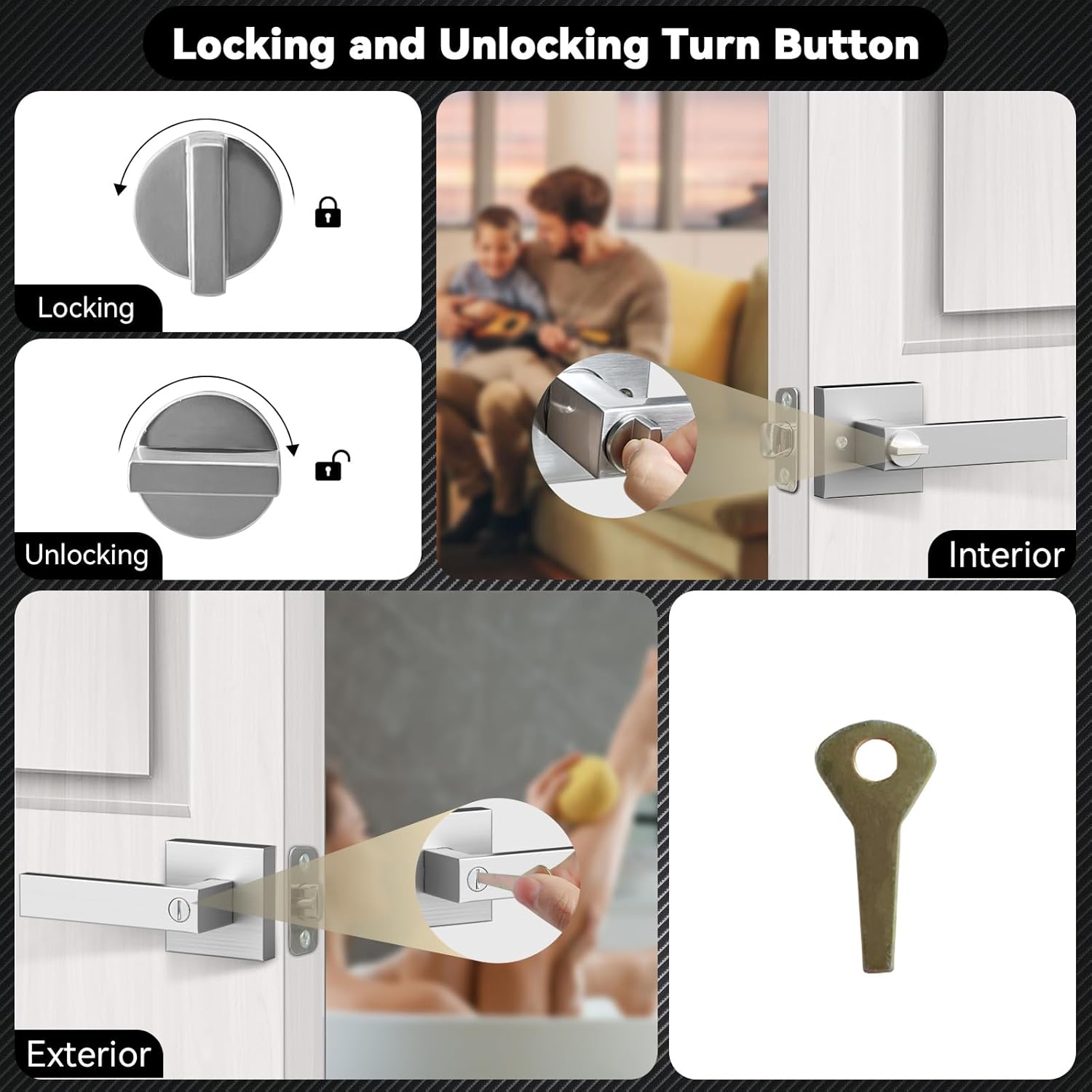 Exterior Interior Door Handle Lever Set