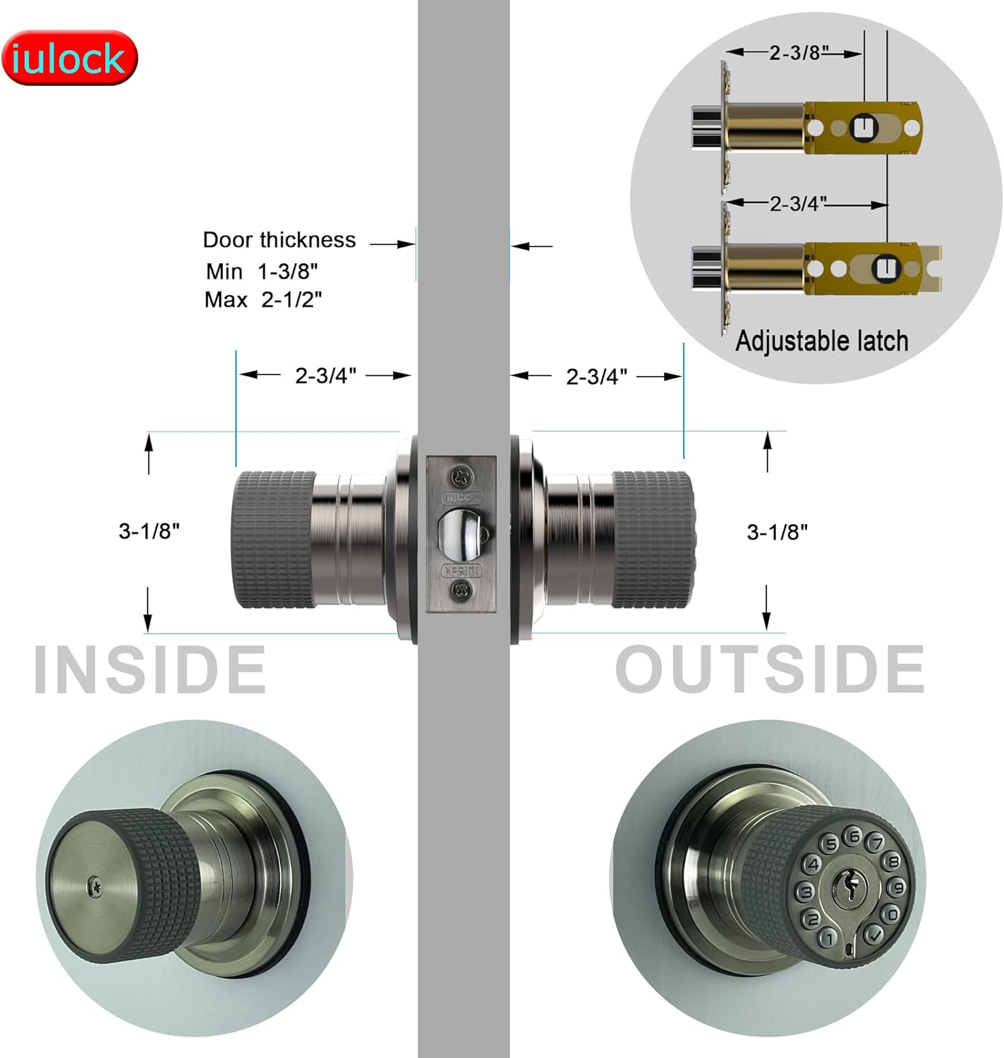 Smart Keypad Door Lock with 50 User Codes Waterproof Distinctive Design