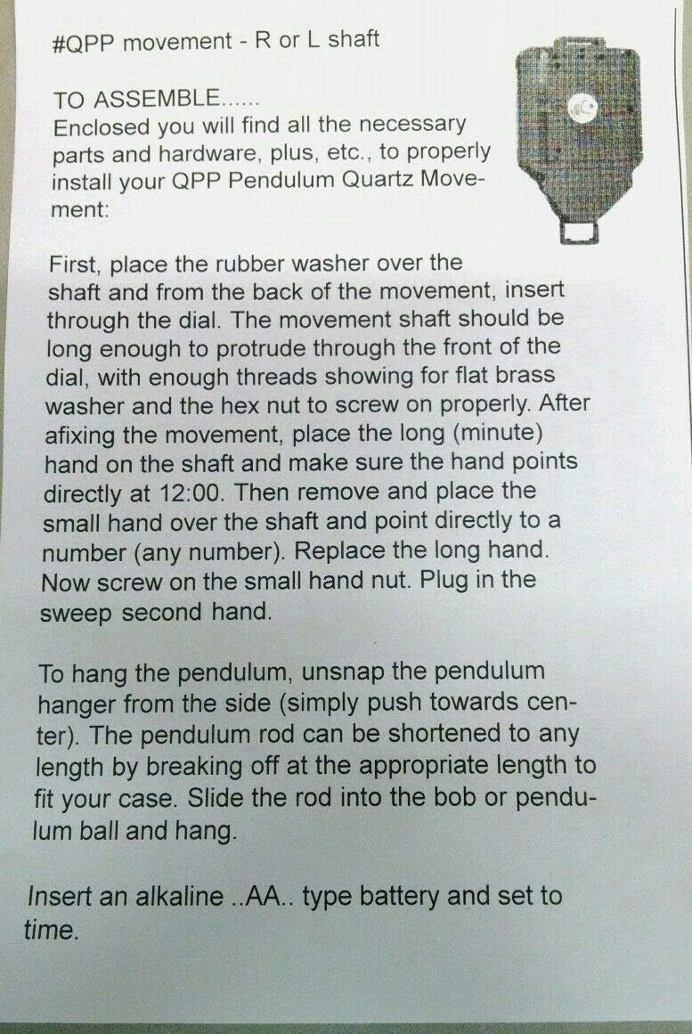 Takane Mini Quartz-Driven Pendulum Clock Movement