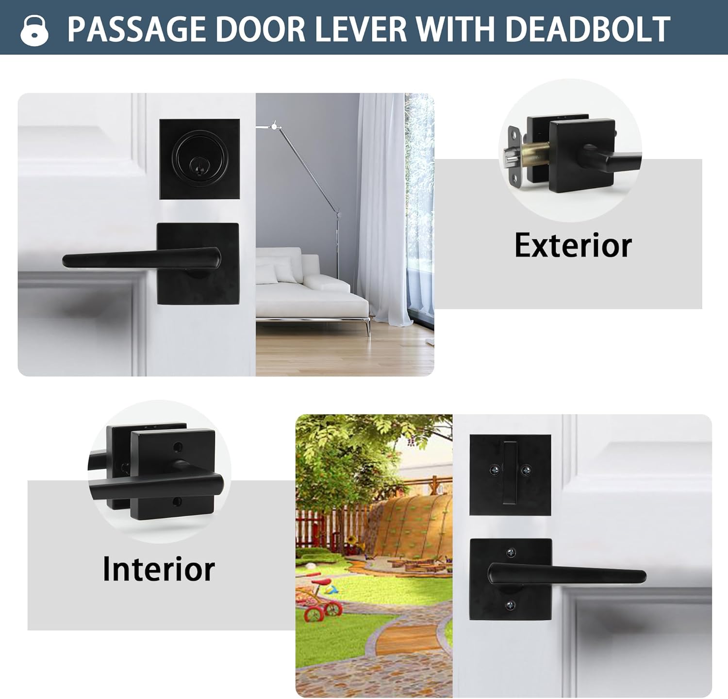 JESSTTI Heavy Duty Door Lock Set with Matte Black Finish