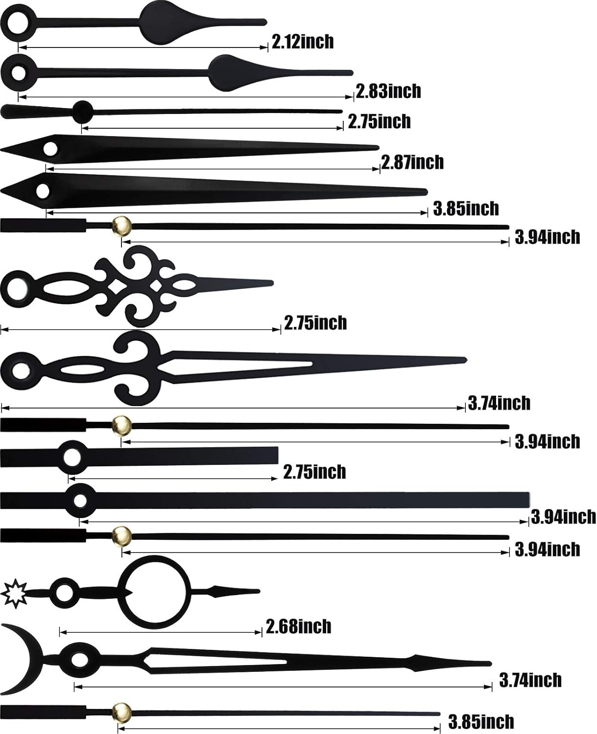 Stylish Black Clock Hands Kit - Perfect for DIY Repair