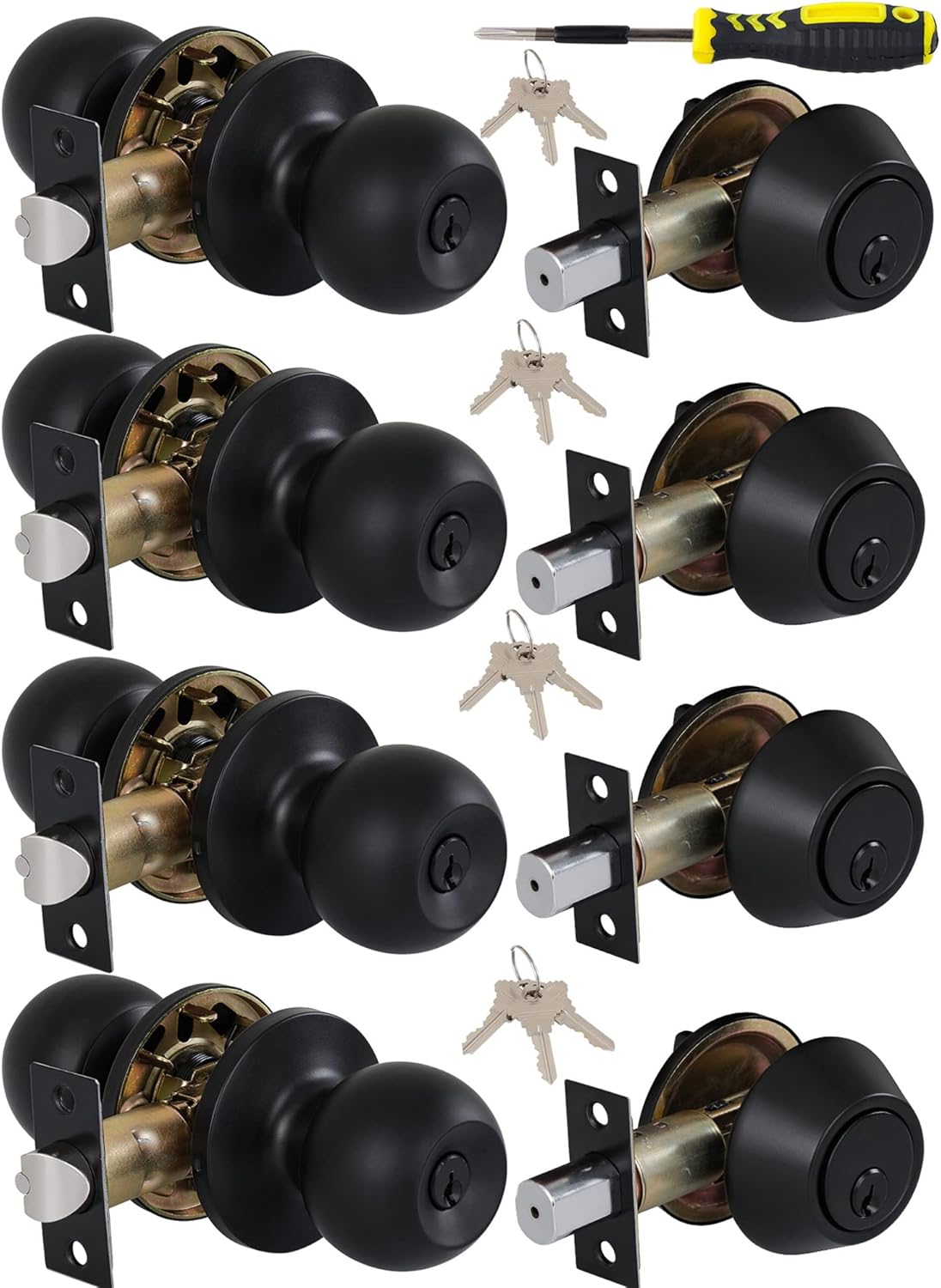 Lanwandeng 4-Set Entry Knobs Deadbolt