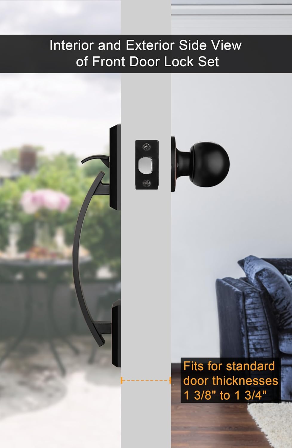Golden Warm Oil Rubbed Bronze Front Door Handle Set