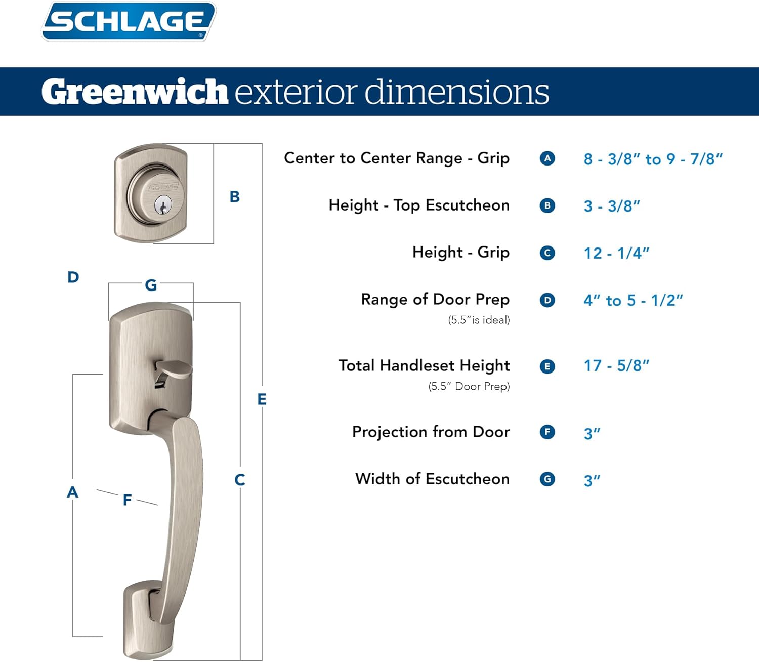 Schlag Front Entry Door Handle Set