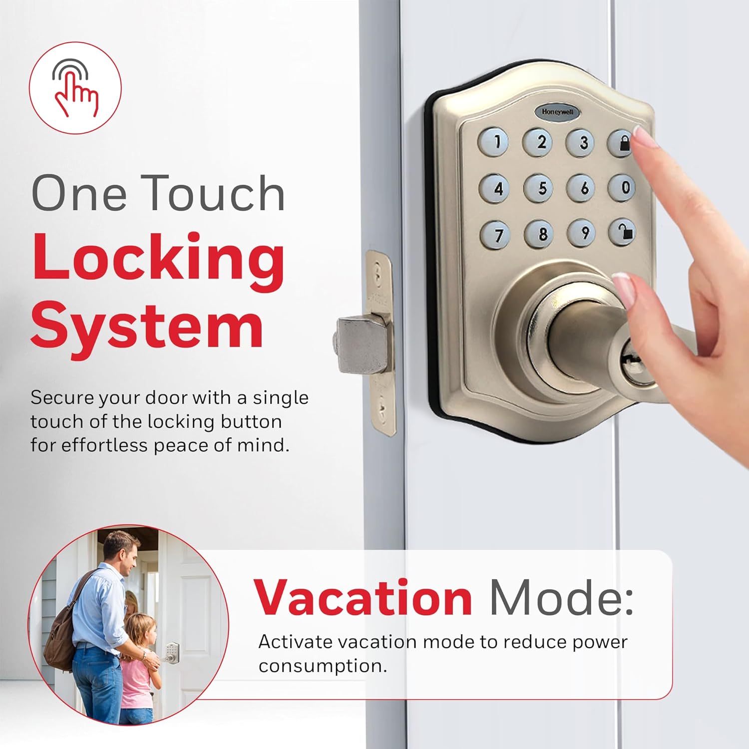 Modern Keyless Entry Door Lock with 50 Codes SATIN NiKEL FINISH