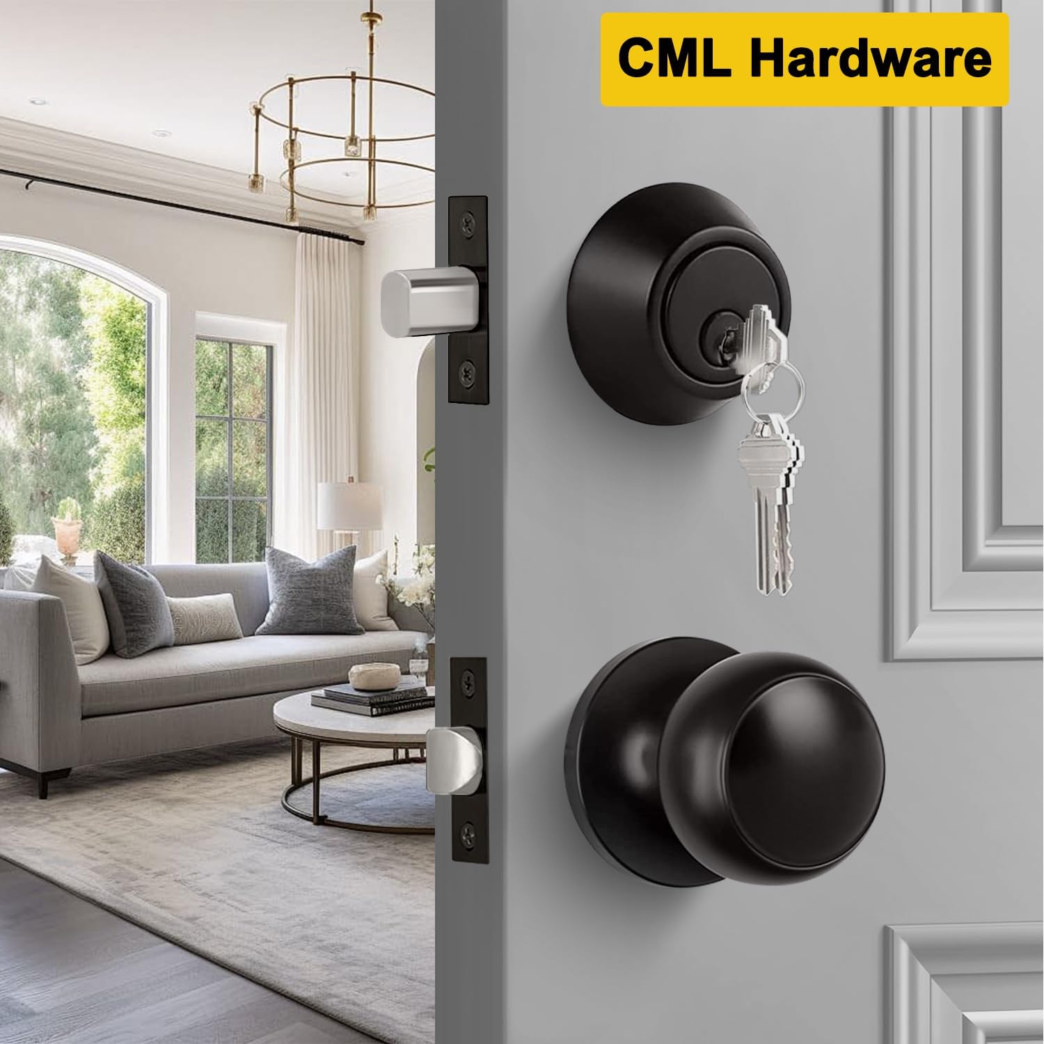 CML Hardware Deadbolt Door Lock and Passage Knob Set