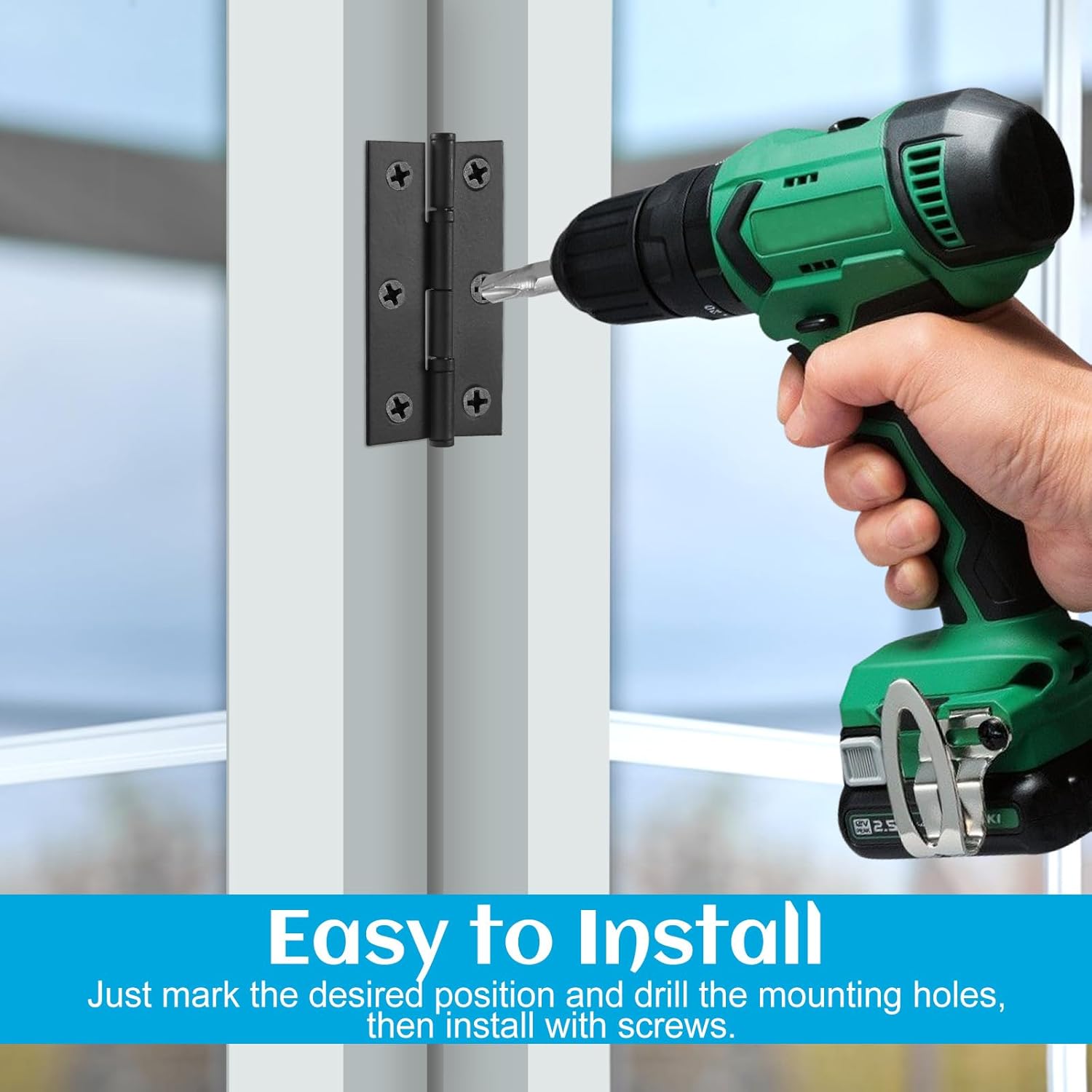 4 Pack Black Door Hinges with Matte Finish
