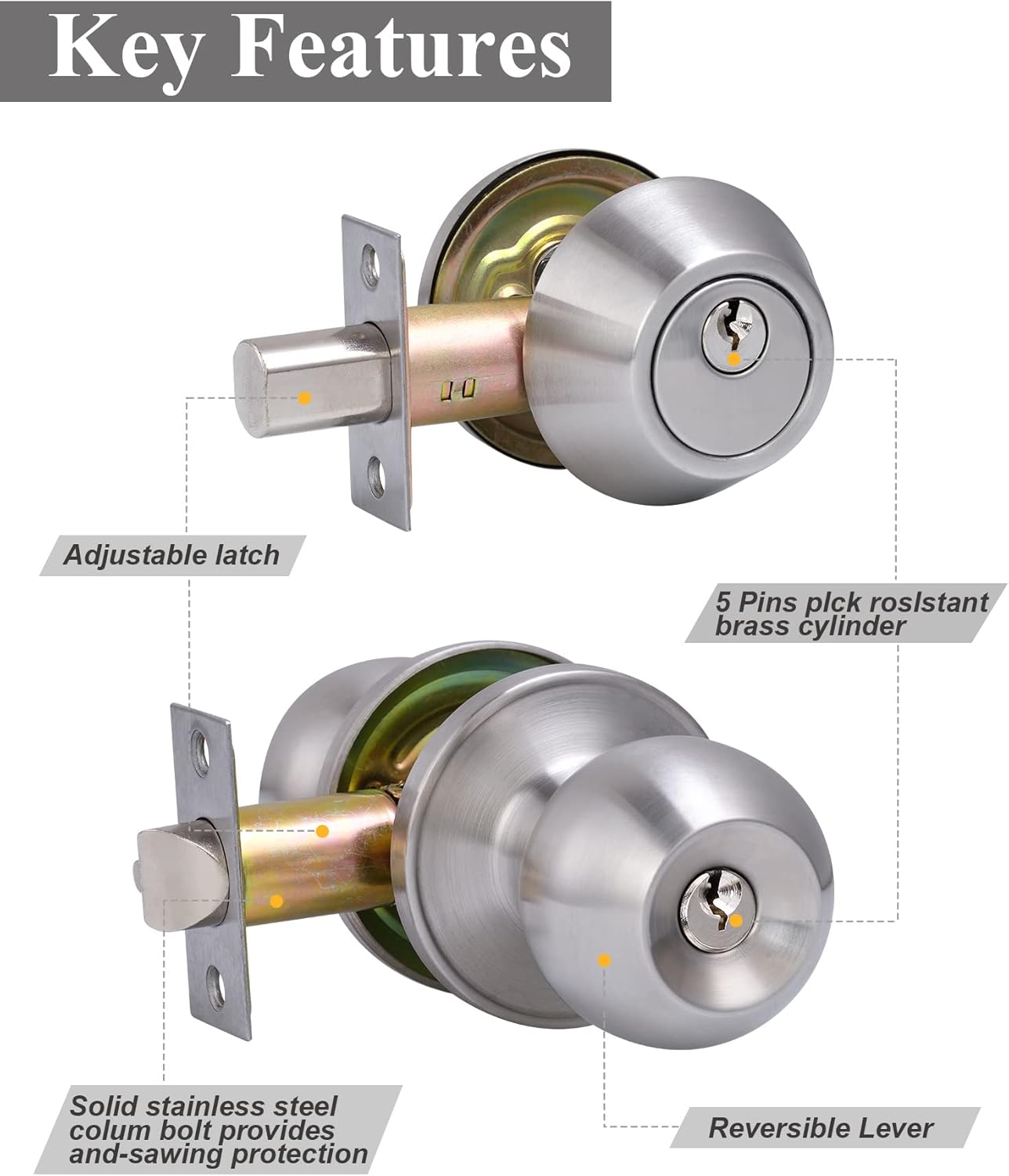 All Keyed Same Entry Door Knob and Single Cylinder Deadbolt Combo Set