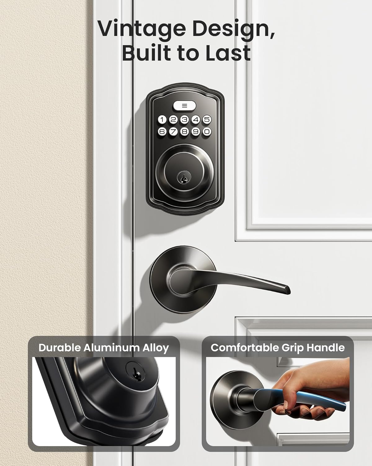 Seamless Keyless Entry Door Lock Set with 2 Lever Handles