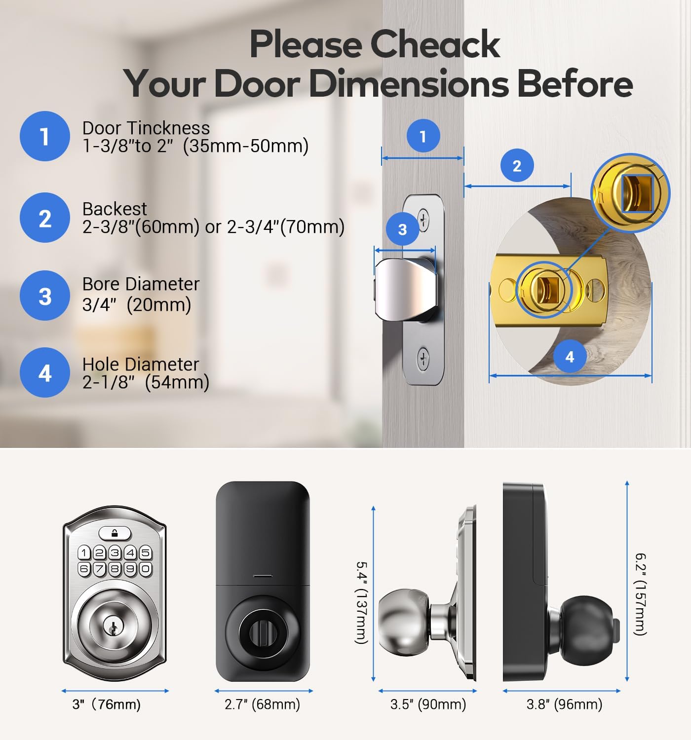 decessor Deadbolt with Keyless Keypad Entry and One-Time Code Security
