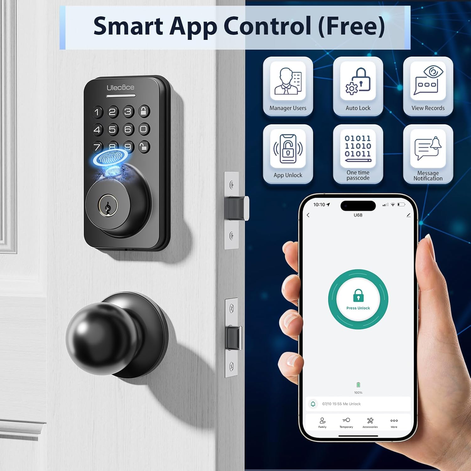 Secure Front Door Lock System with Keypad Fingerprint