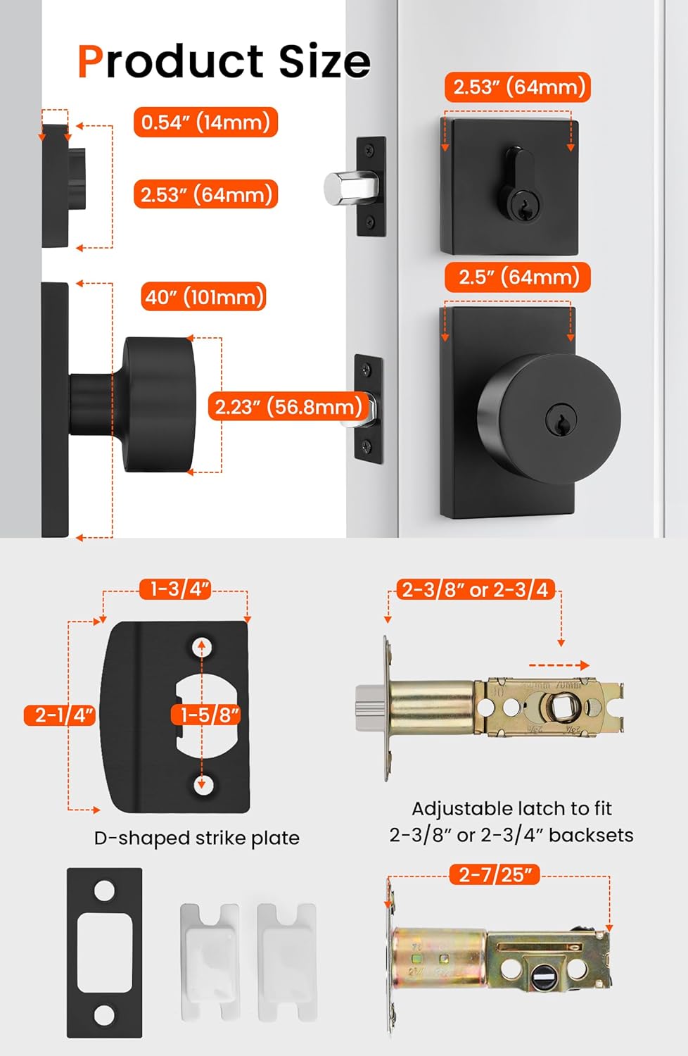Haidms Black Door Lock Set 10-Pack