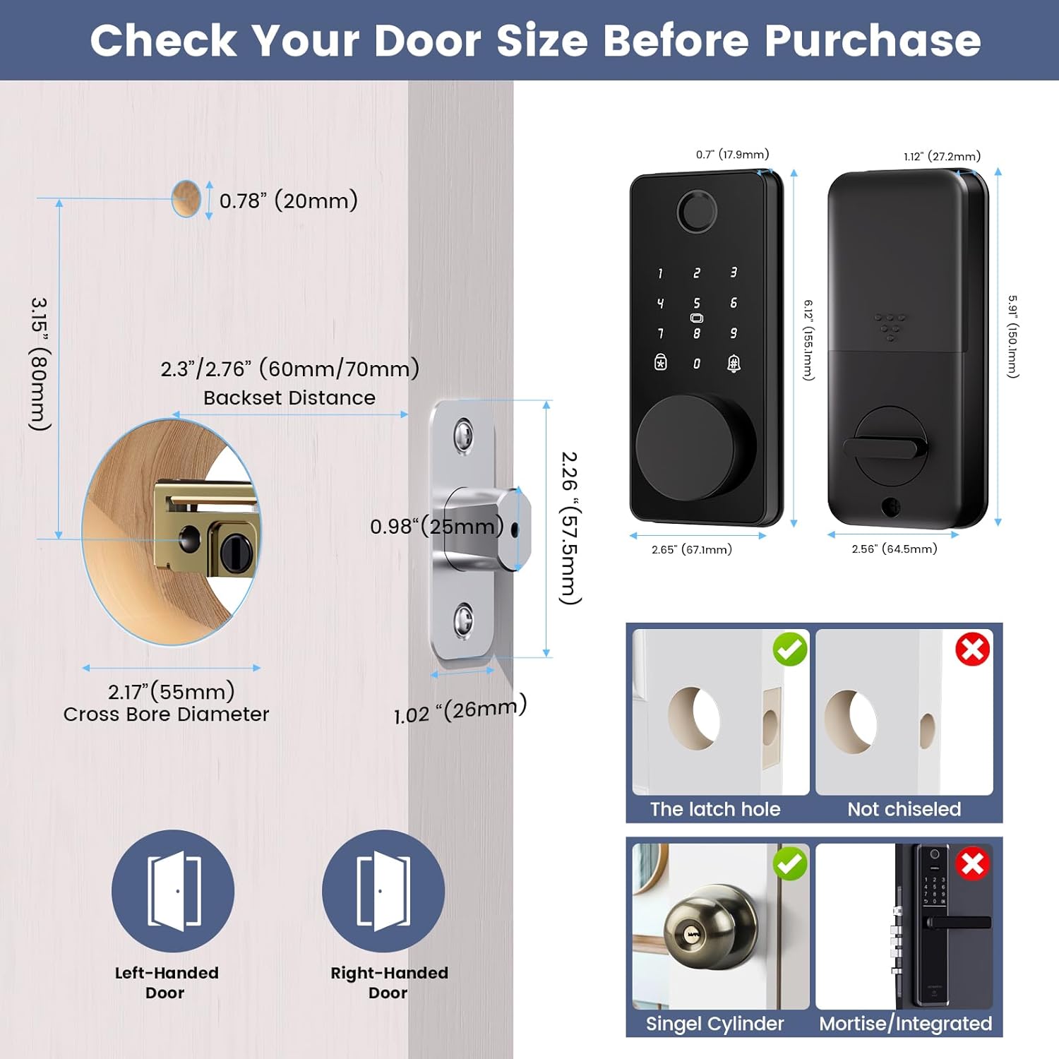 Biquole Smart Deadbolt Door Lock with Keypad Fingerprint App Control