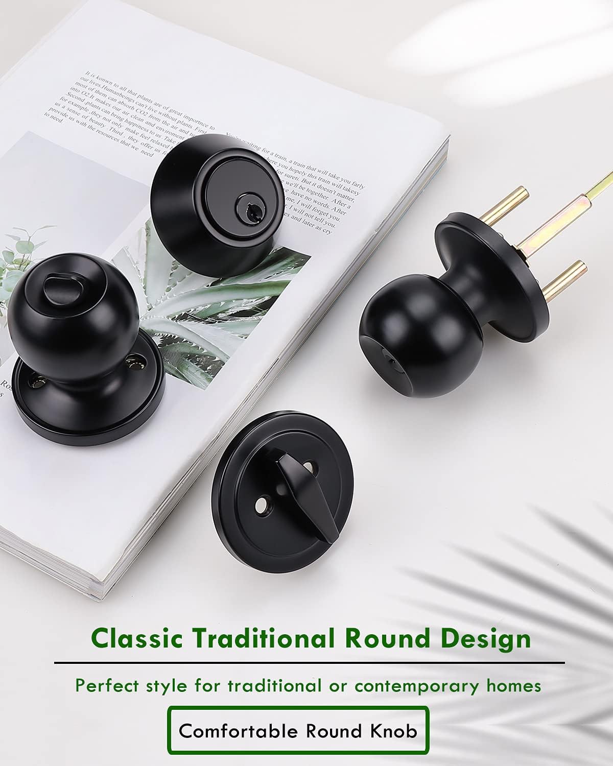 Versatile 4-Pack Door Knob Deadbolt Set with Black Finish