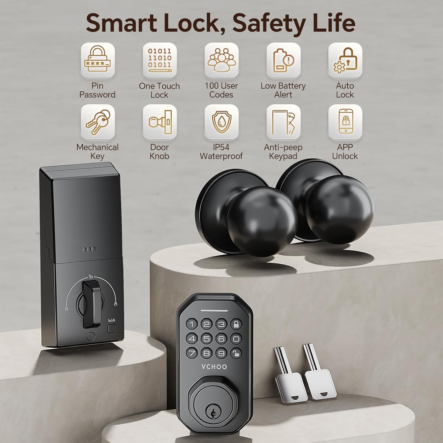 Keyless Entry Door Lock with Handle for Smart Security