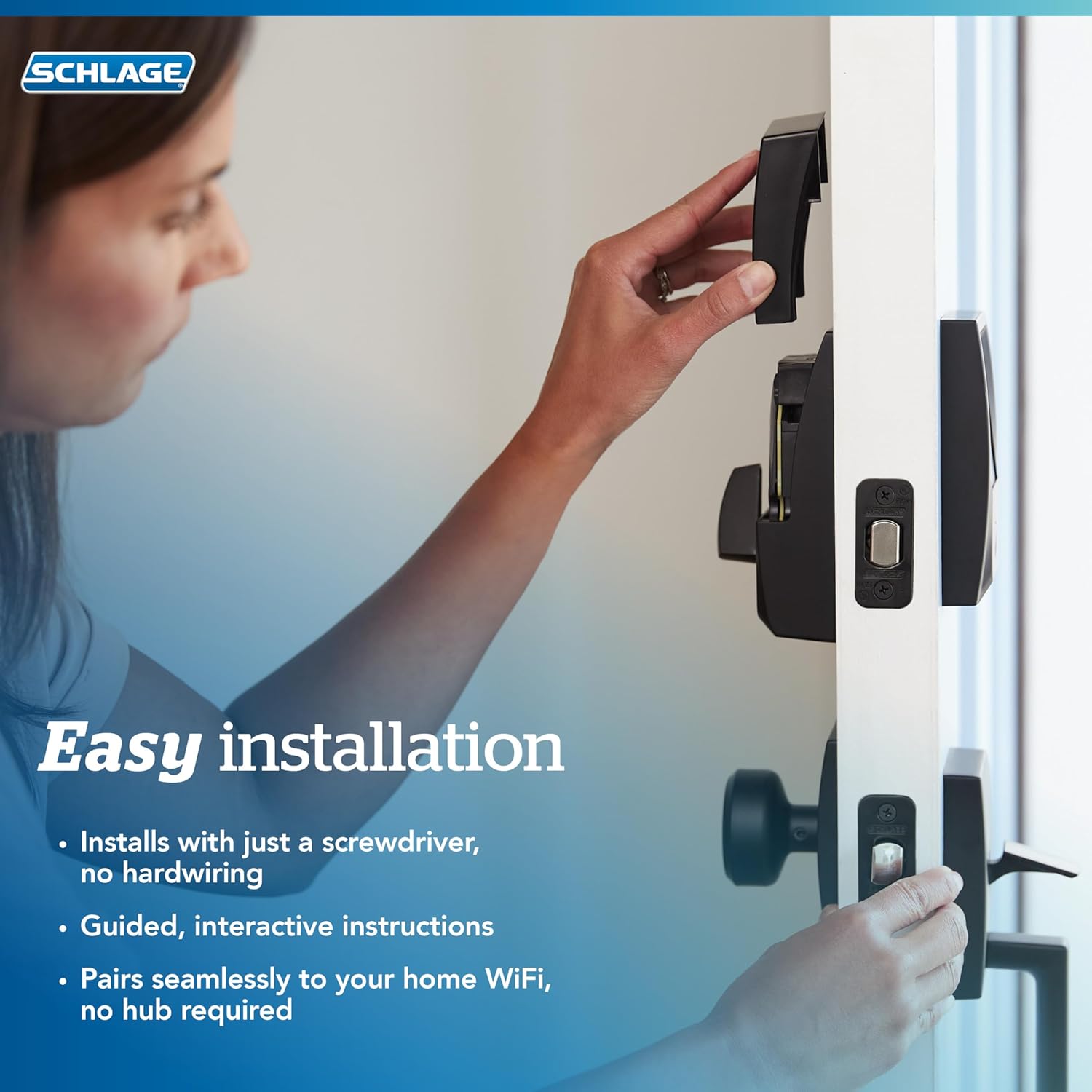 Schlag Smart Wi-Fi Deadbolt with Century Trim in Matte Black