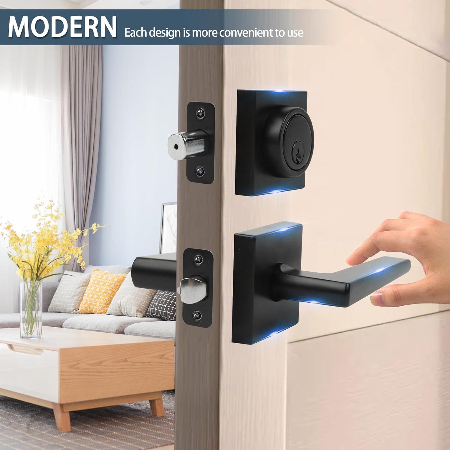 JESSTTI Heavy Duty Door Lock Set with Matte Black Finish