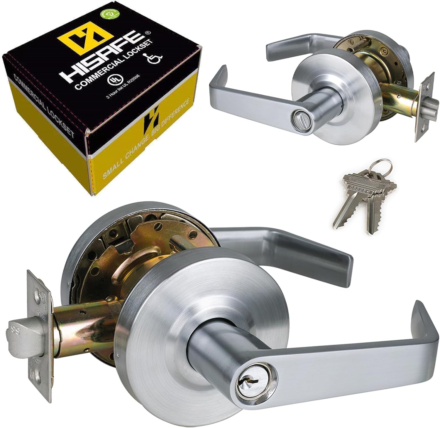 Heavy Duty Commercial Door Lock SATIN Chrome Finish ADA Compliant