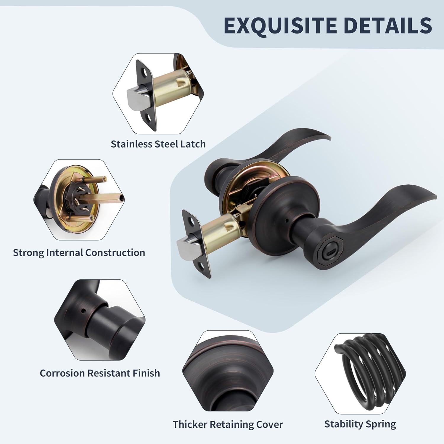 3-Piece Oil-Rubbed Bronze Door Handles Set