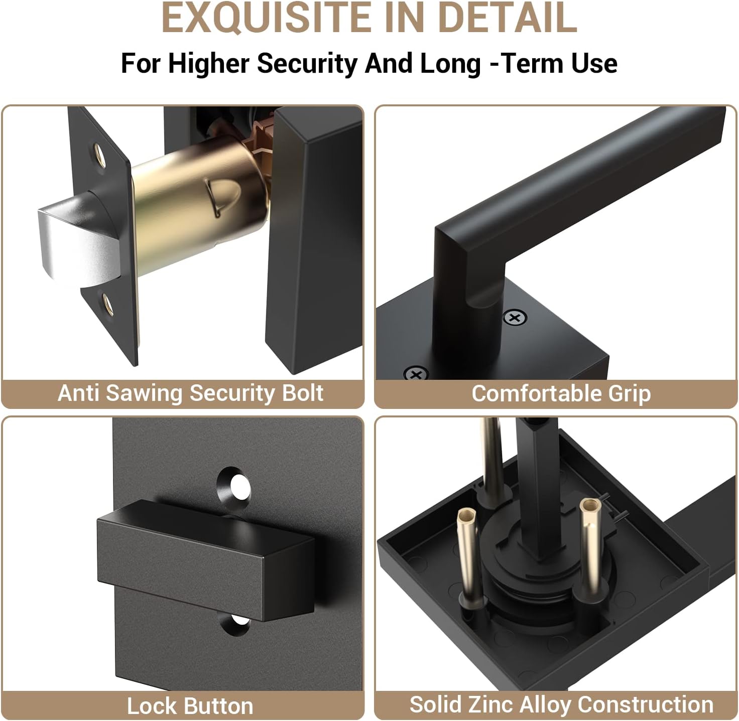 Ohuhu Door Lock Set Matte Black Design