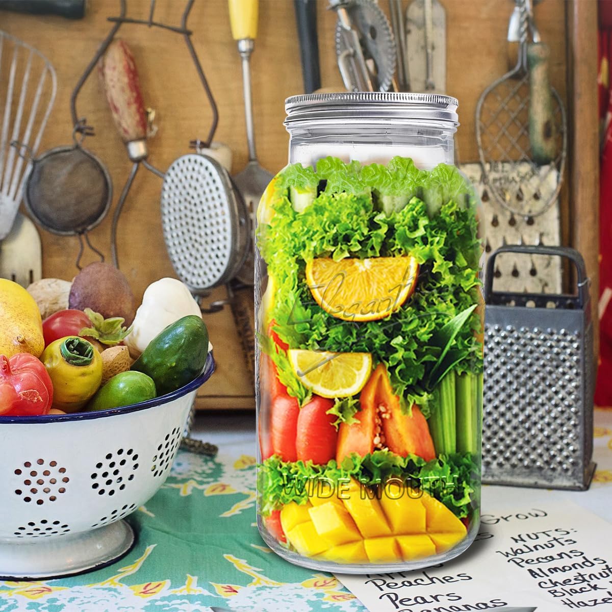 Perfect Canning Storage Preserve with ElegantTime 128 oz Mason Jars