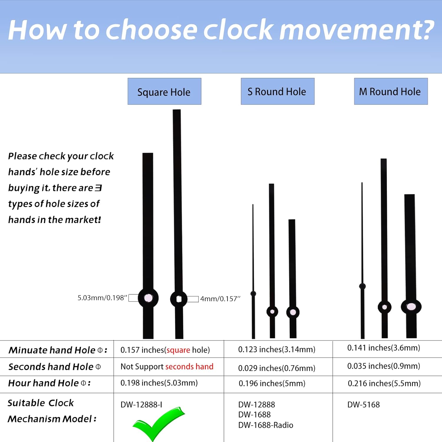 DEEWISH Replacement Clock Movement