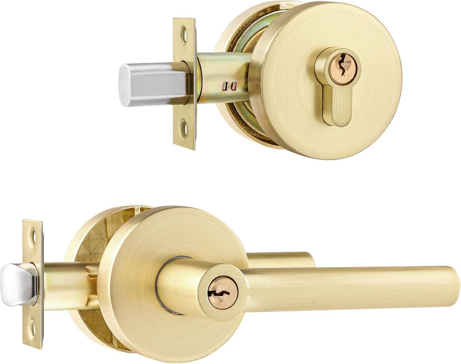 Secure Gold-Plated Door Handle Set