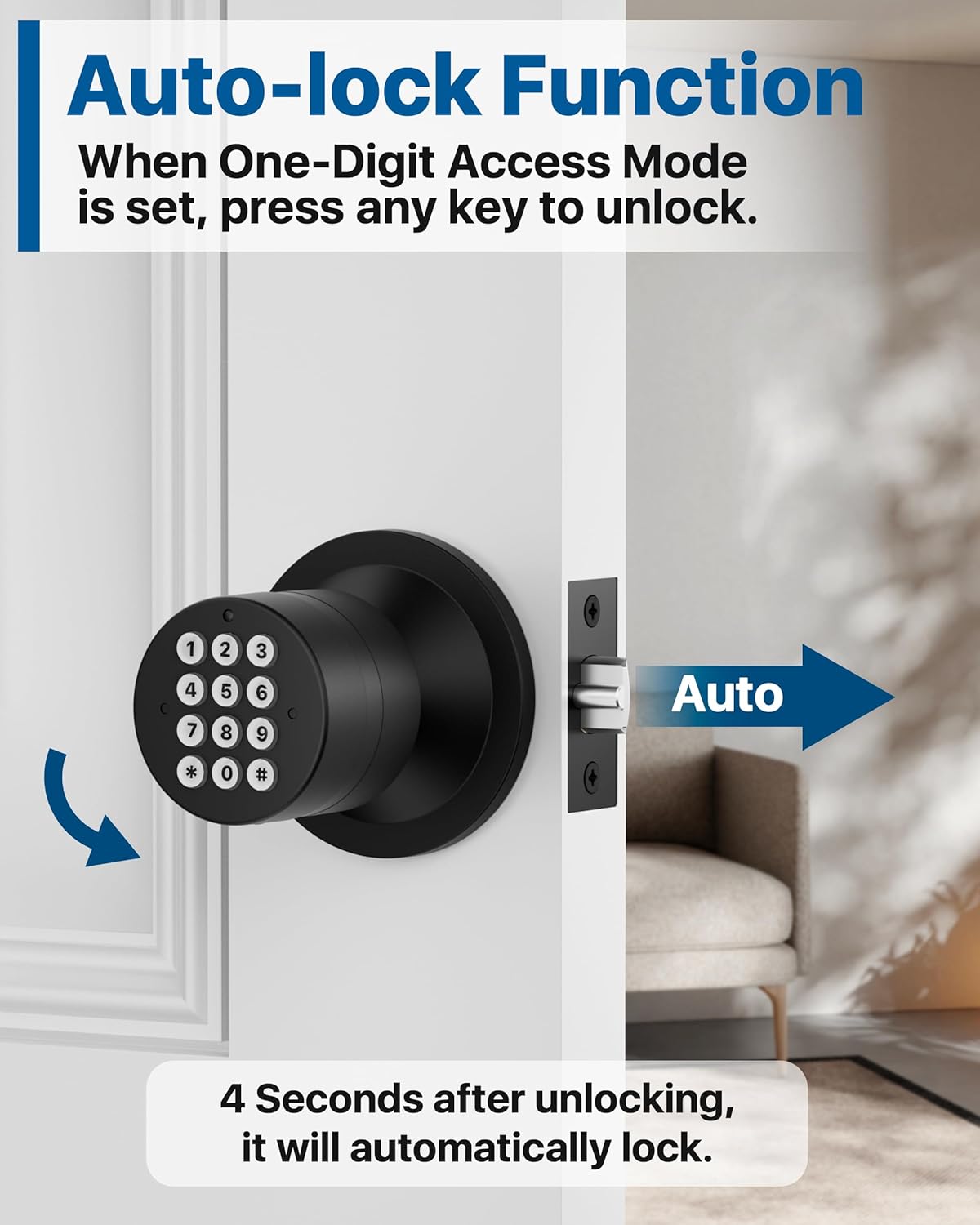 HIDALIFE Door Knob with Keypad Smart Secure and Easy to Use