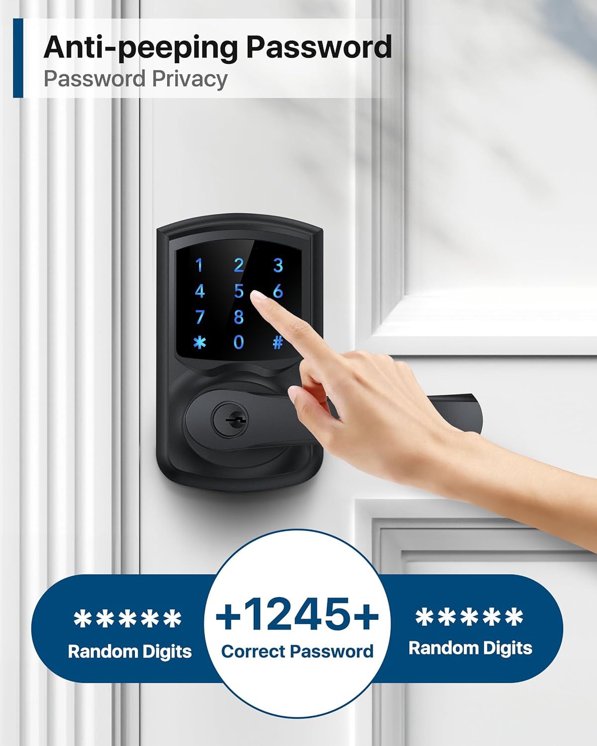 HIDALIFE Keyless Entry Door Lock with Handle Matte Black