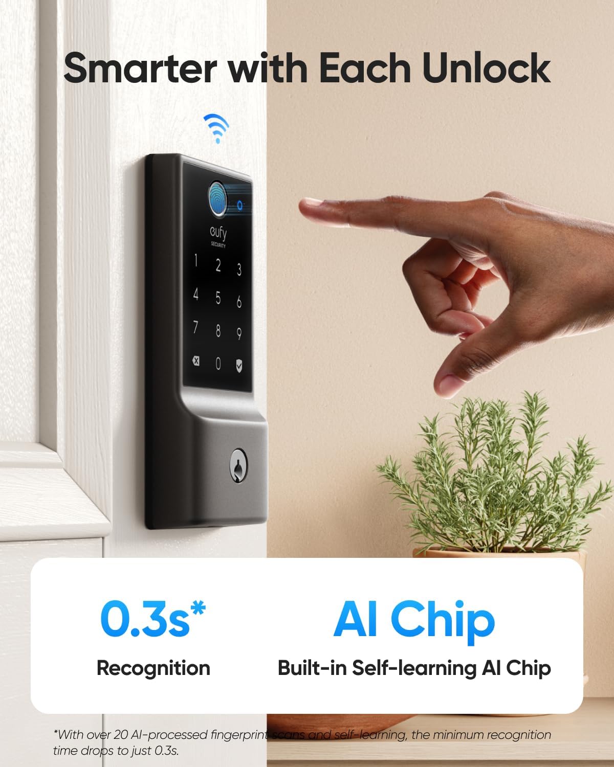 Eufy Smart Deadbolt C220 - 8mo Battery Fingerprint Voice Unlock