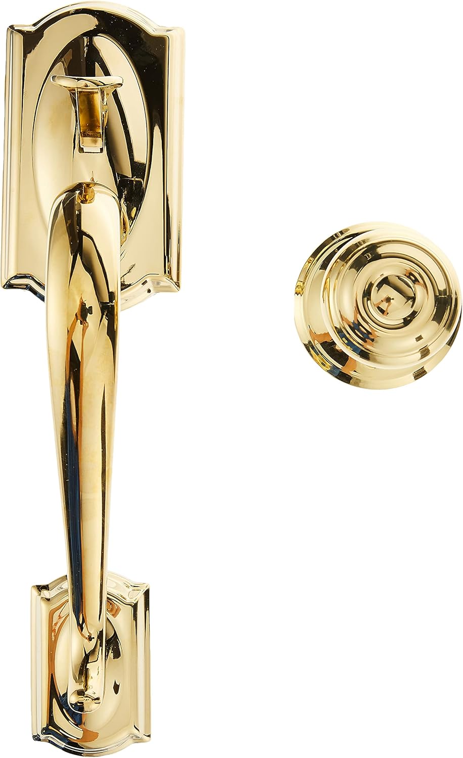Front Entry Door Handleset with Georgian Knob Bright Brass