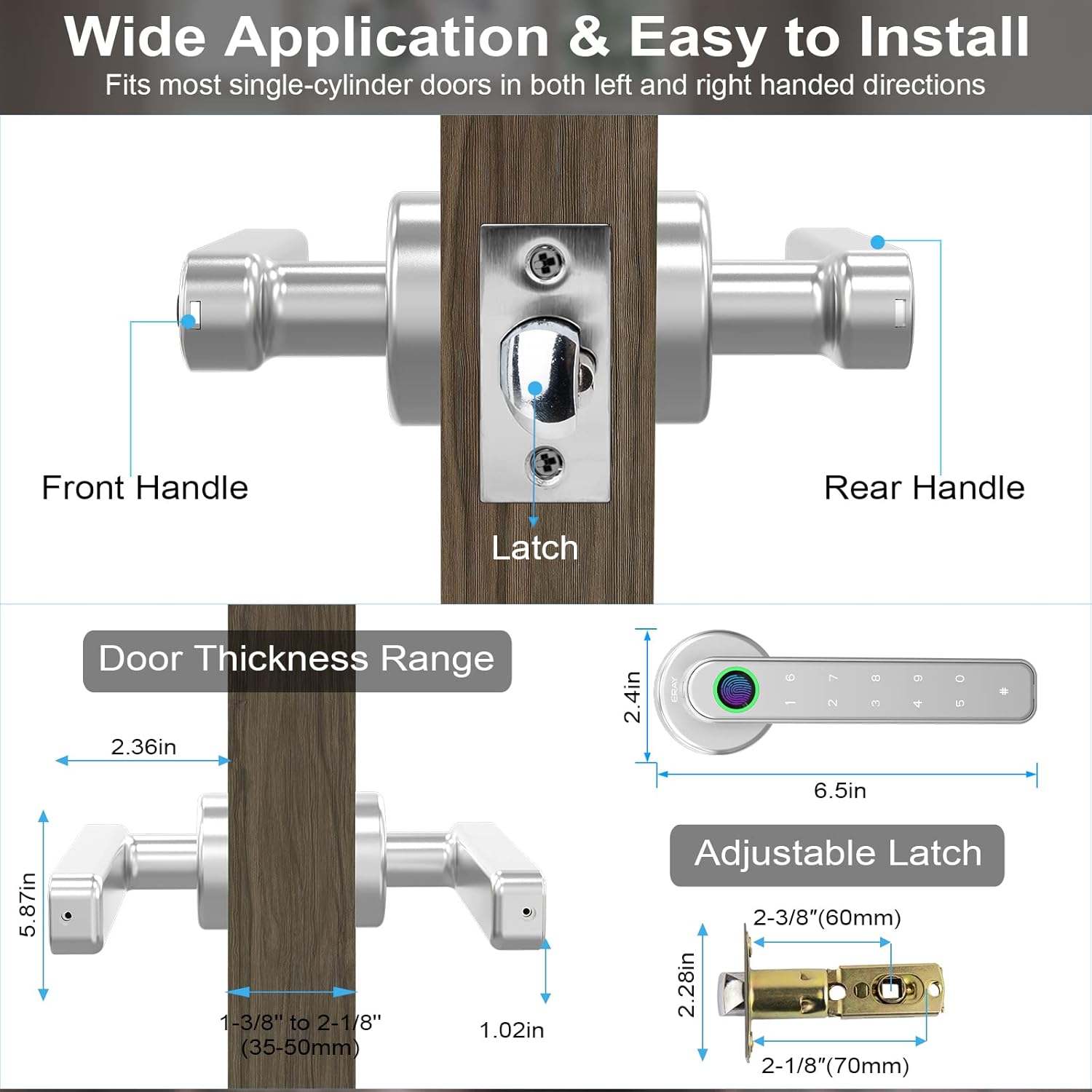 ERAY Smart Door Lock Set with Fingerprint Keypad Security