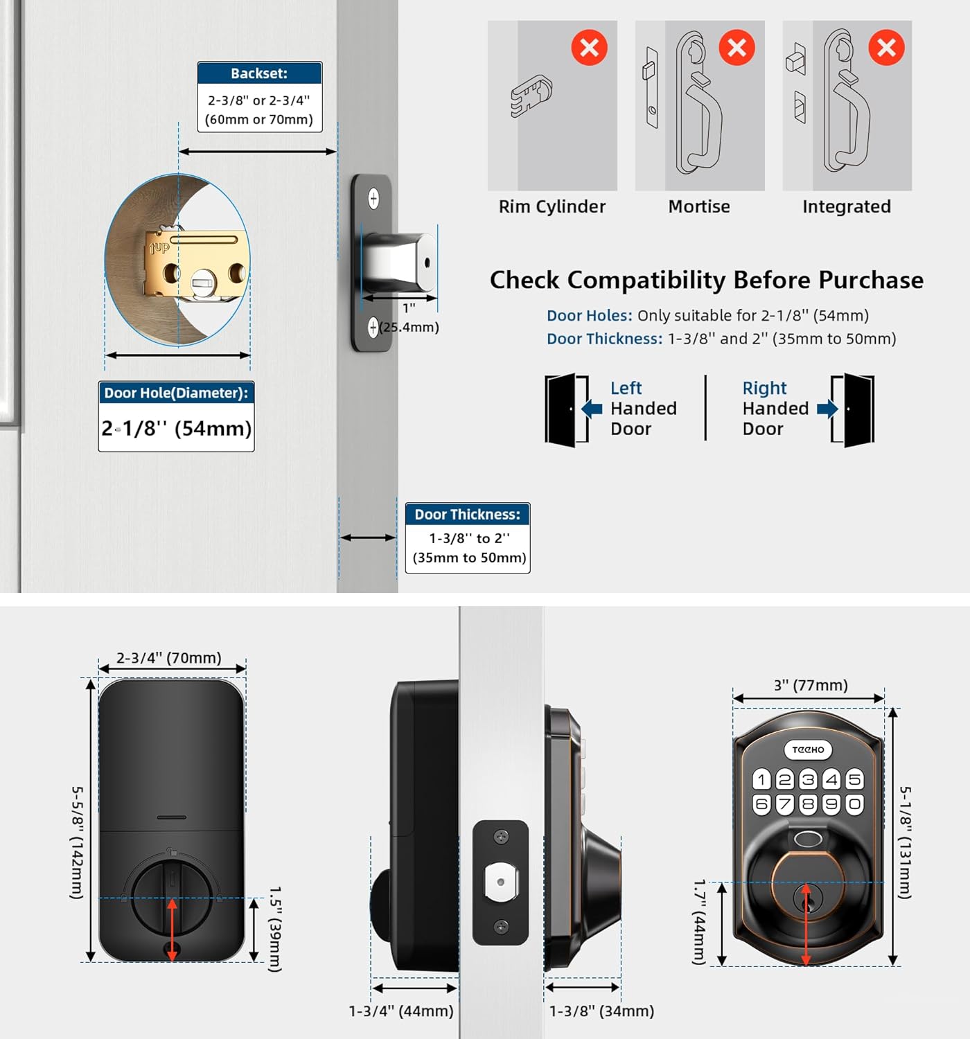 Quick-Install Fingerprint Door Lock - Oil-Rubbed Bronze