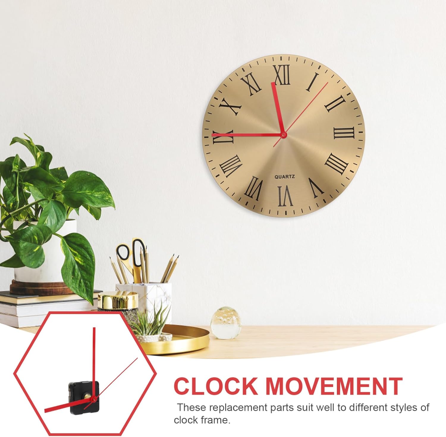 2-Piece Metal Wall Clock Mechanism Replacement for DIY Repair Accurate Timekeeping