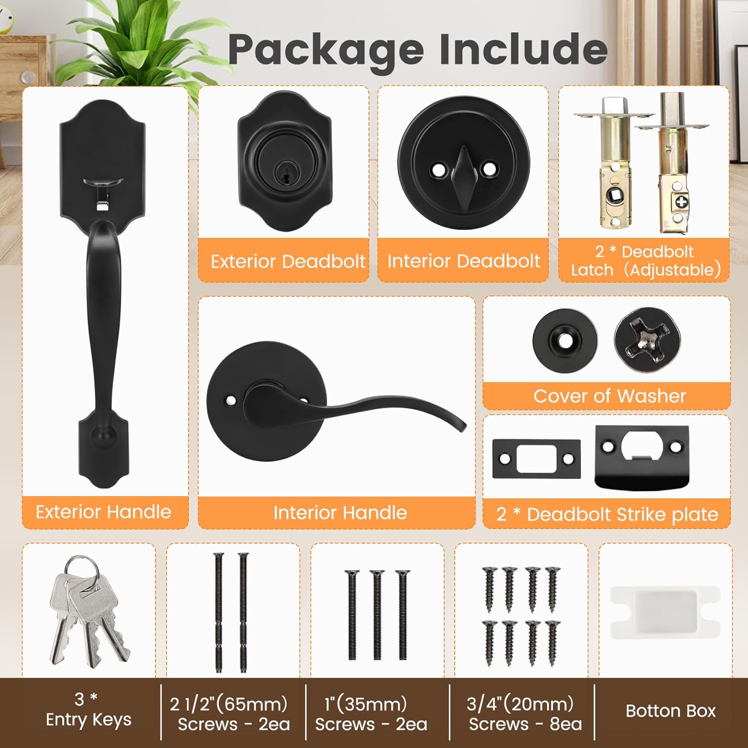 Secure Front Door Handle Set for Exterior Doors