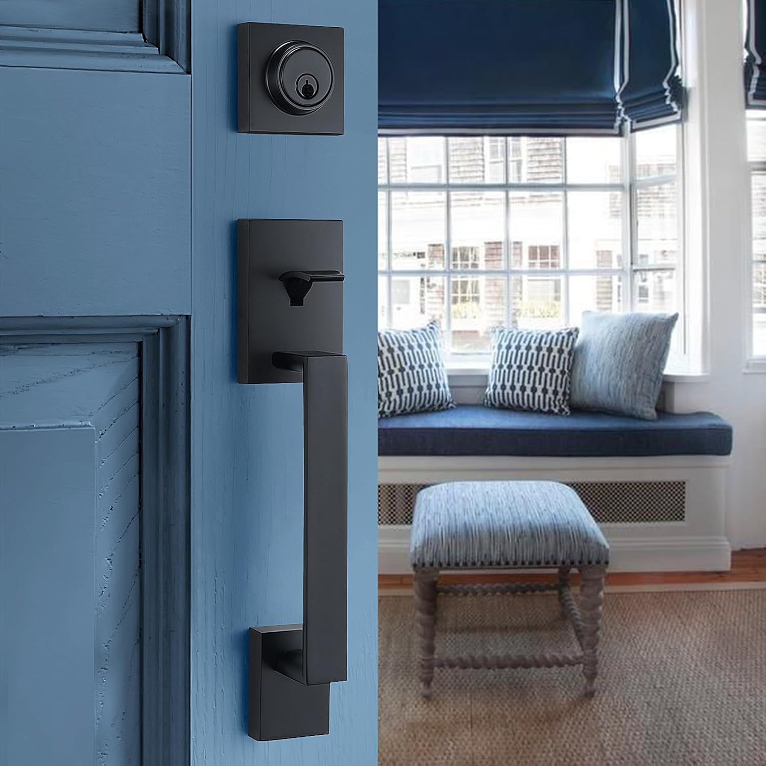 Modern Matte-Black Entry Door Handle