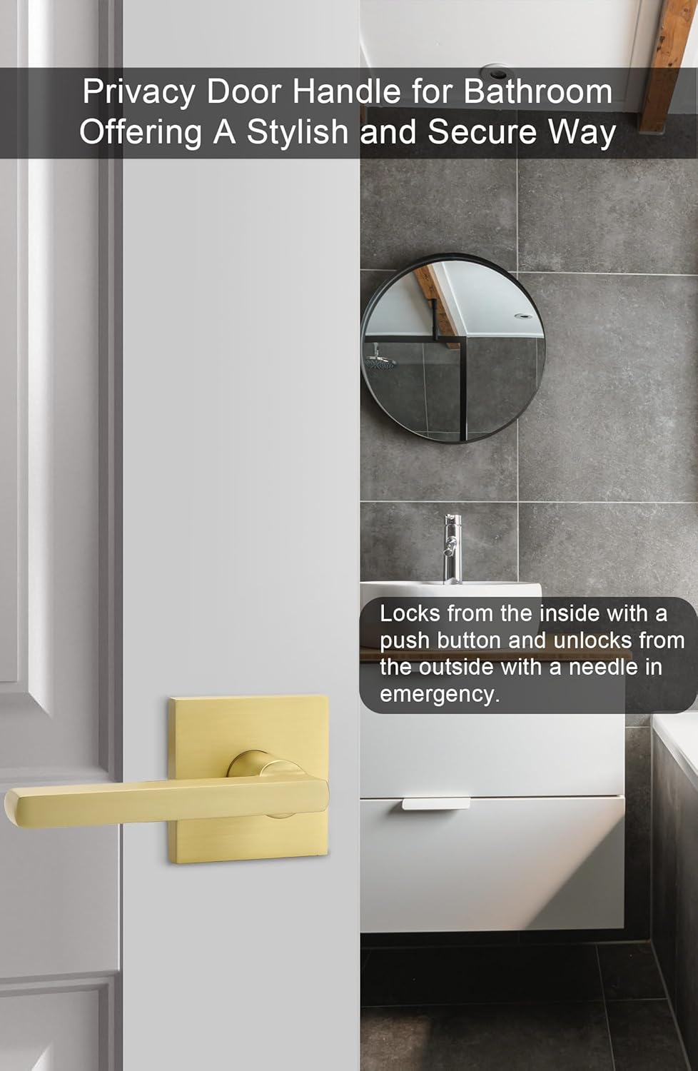 GoldenWarm Best Quality Gold Interior Door Handle with Privacy