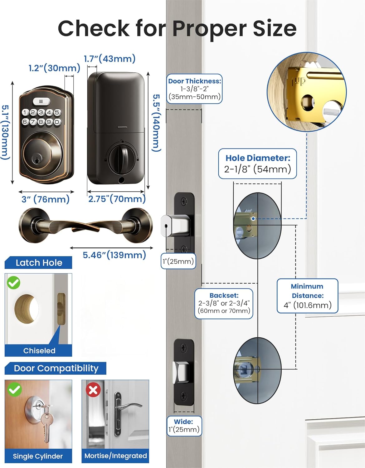 Veise Keyless Entry Door Lock with Oil Rubbed Bronze