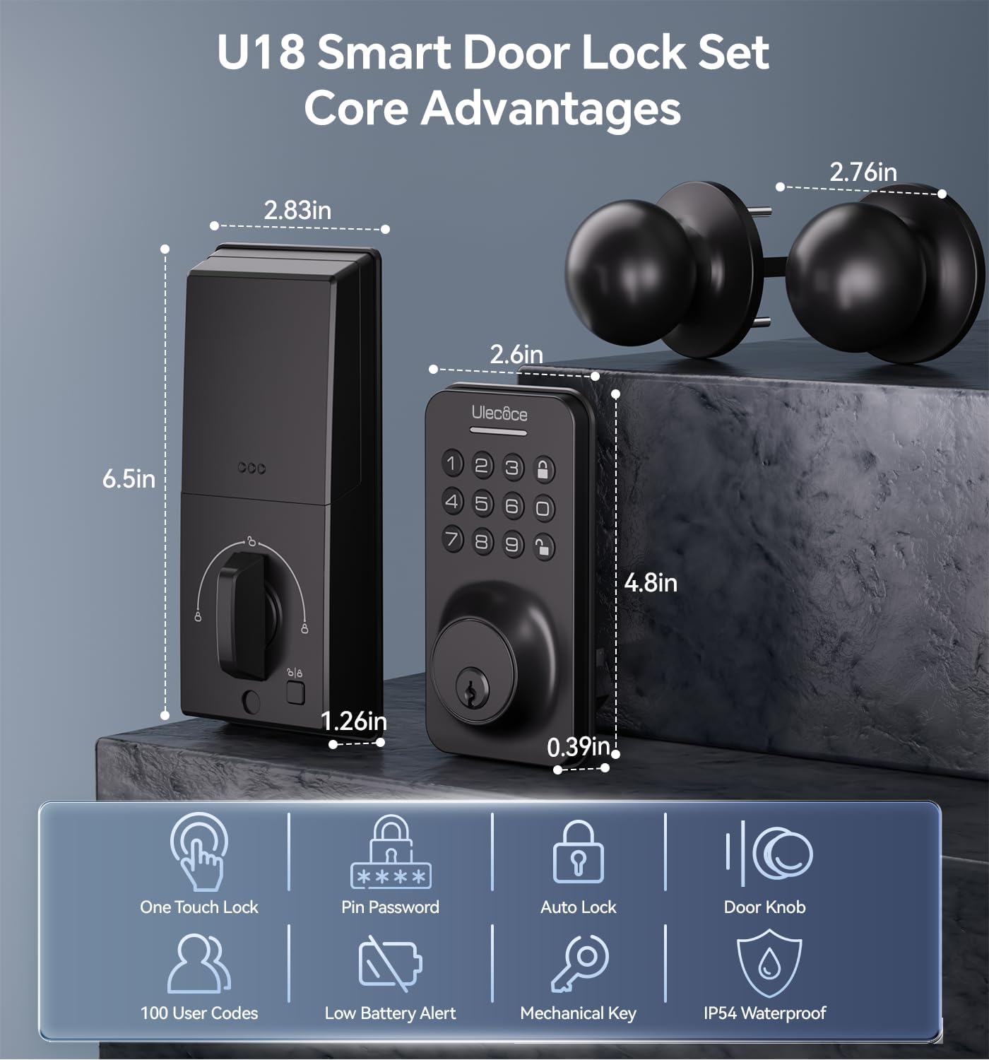 Ulecoce Smart Entry Door Lock Set